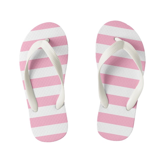 Infantis Crianças, Chinelos com risca branca e rosa (Pé da cama)