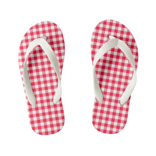Infantis Girls Adorable Red Gingham Chinelos