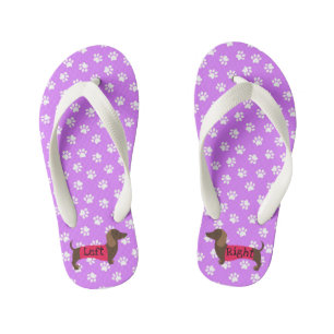 Infantis Girls Purple Dachshund Chinelos