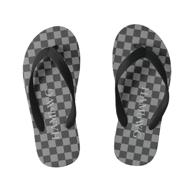 Infantis HAMbyWGlove Kid's - Chinelos Preto Xadrez Cinza (Pé da cama)