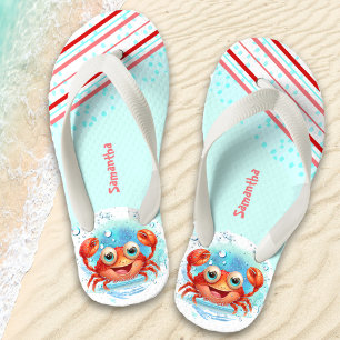 Infantis Happy Crab Girl Nomes Kids Chinelos