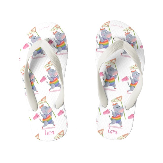 Infantis Lara - Rainbow Hippo Felice - Crianças Chinelos (Pé da cama)