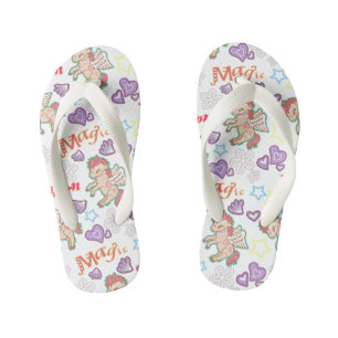 Infantis Magic Unicorn White. Chinelos de criança