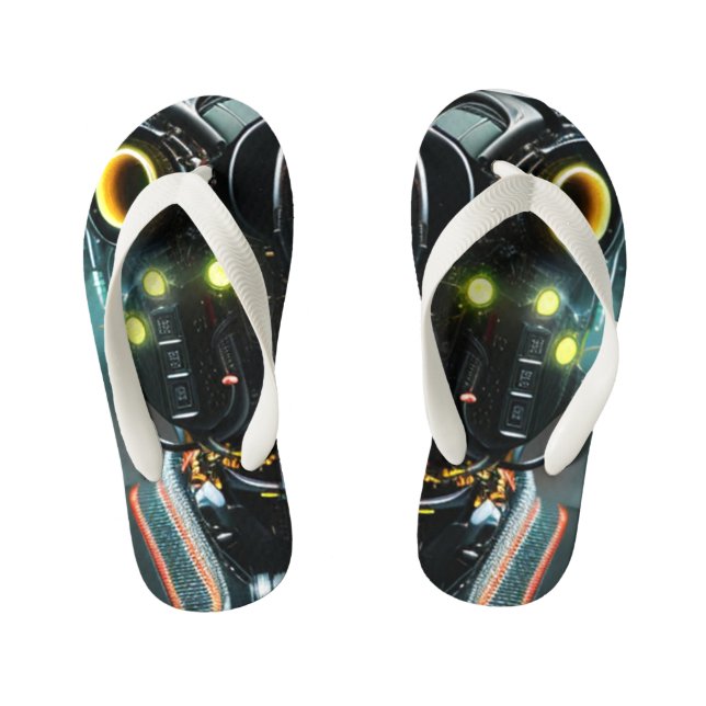Infantis Robot 3 chinelos de criança (Pé da cama)