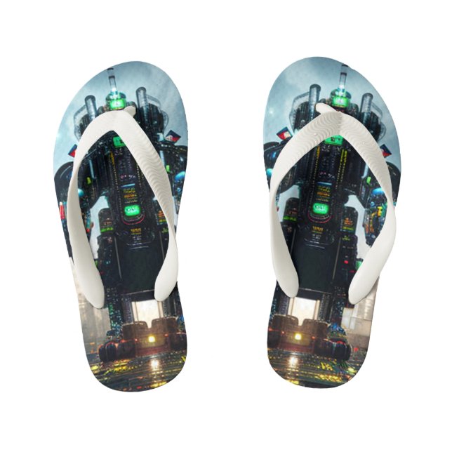 Infantis Robot 4 chinelos de criança (Pé da cama)