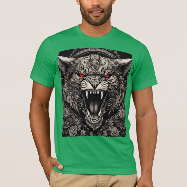 Infernal Roar – Gothic Satanic Tiger Skull T-Shirt (Frente)