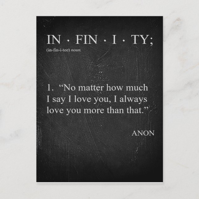 INFINITY Amo você mais cartão de definição de dici (Frente)