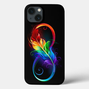 Infinity Symbol with Rainbow Feather