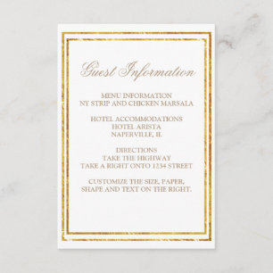 Informação Dourado do convidado do casamento da