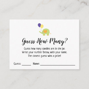 Informações Adivinhem Quantos? Branco com Cartão de Jogo de El