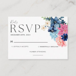 Informações Algo azul cartão de RSVP de casamento floral aquar