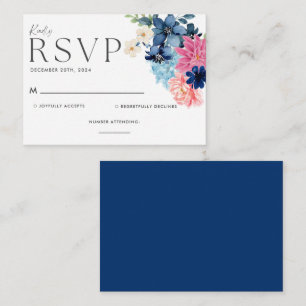 Informações Algo azul cartão de RSVP floral aquarela