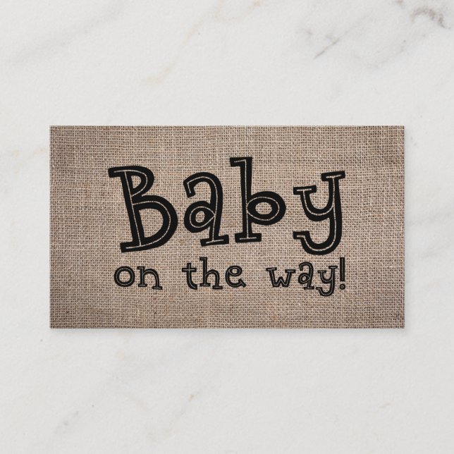 Informações Bebê no caminho! Cartão de Registro Rustic Burlap  (Frente)