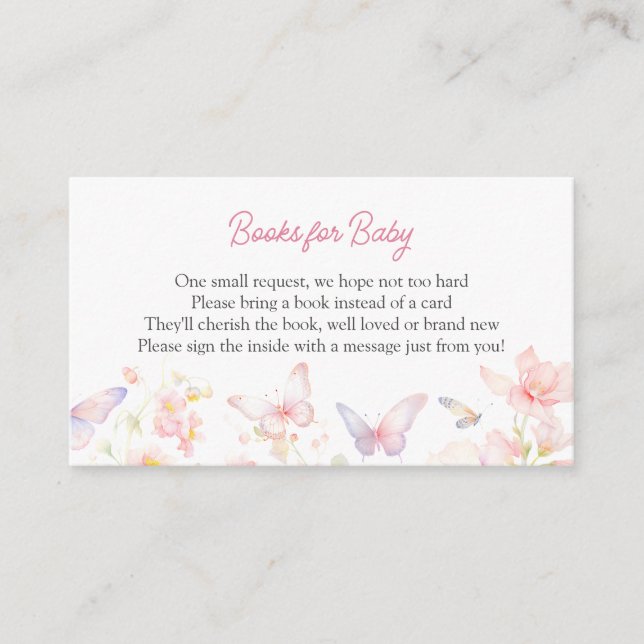 Informações Borboleta no Caminho Livros para Cartão de Recepçã (Frente)