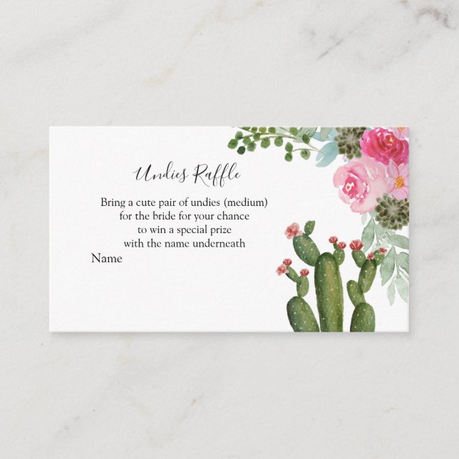 Informações Cactus Mexicano Dispensa Cartão de Gabinete Raffle (Frente)