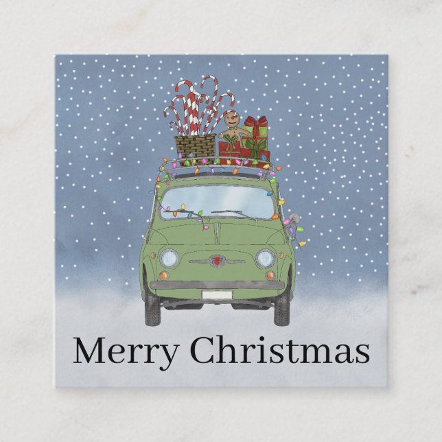 Informações Carro verde com cartão de Natal (Frente)