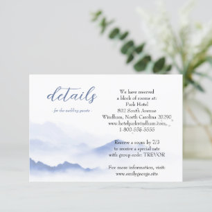 Informações Cartão azul de cerimônia de casamento para aves