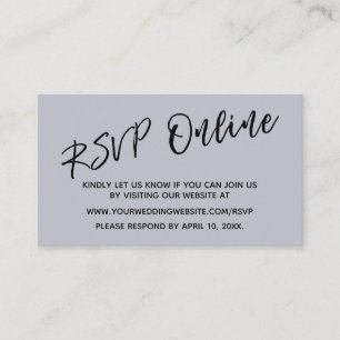 Informações Cartão Azul Simples Dusty Online RSVP de Casamento