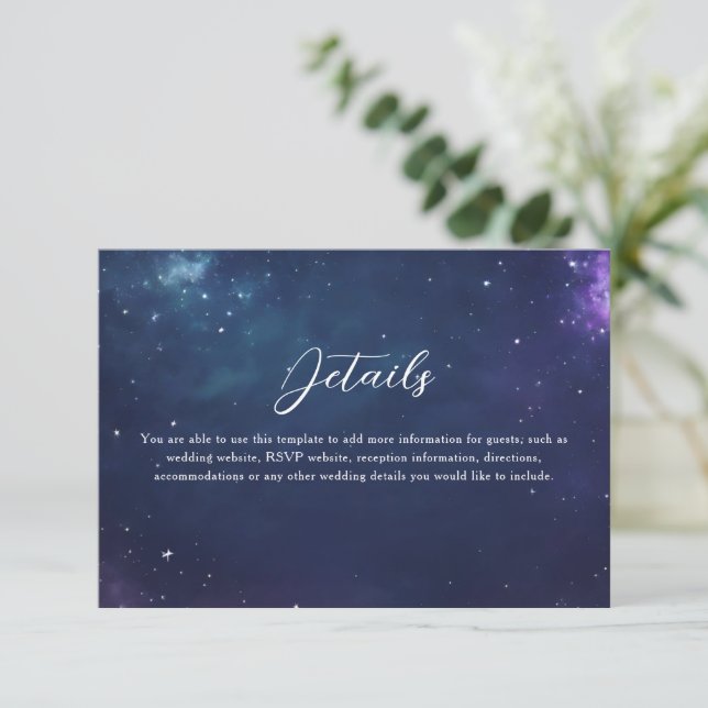 Informações Cartão Celestial de Detalhes de Casamento com Mono (Em pé/Frente)