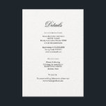 Informações Cartão Clássico Elegante para Detalhes de Casament<br><div class="desc">Cartão clássico e elegante de detalhes de casamento com informações de alojamento,  recepção e site.</div>