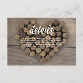 Informações Cartão com Detalhes de Coração de Rolha de Vinho