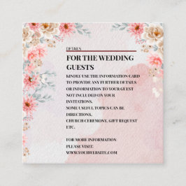 Informações Cartão cor-de-rosa para Pormenores de Casamento Fl