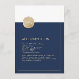 Informações Cartão de acomodação de casamento simples azul mar