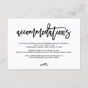 Informações Cartão de Acomodações de Casamento com Letra à Mão