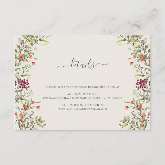 Informações Cartão de Acompanhamento de Casamento com Campo de (Frente)