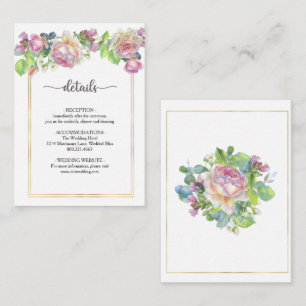 Informações Cartão de Acompanhamento de Casamento Floral Rosa