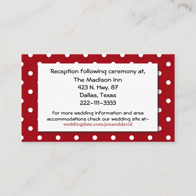 Informações Cartão de Acompanhamento de Casamento Polka Dot e  (Frente)