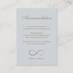 Informações Cartão de Acompanhamento de Hotel de Casamento com