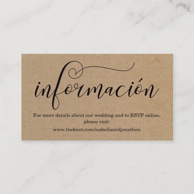 Informações Cartão de Acompanhamento de Site de Casamento em C (Frente)