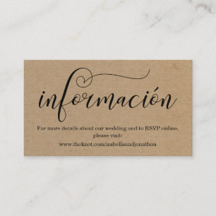 Informações Cartão de Acompanhamento de Site de Casamento em C