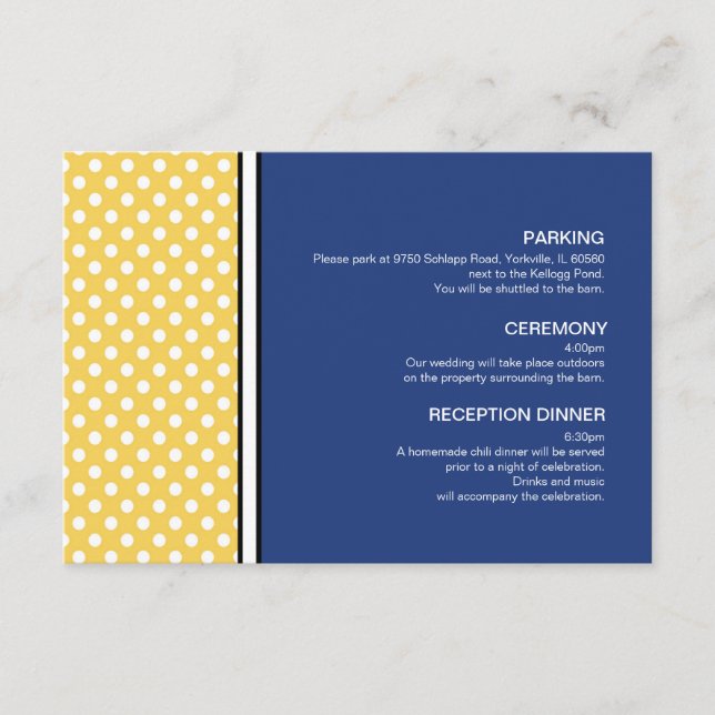 Informações Cartão de Acréscimo de Casamento Amarelo com Bolin (Frente)