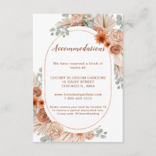 Informações Cartão de Alojamento Boho Terracotta Pampas Grass