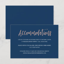 Cartão de Alojamento de Casamento Chic Dourado mar