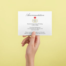 Informações Cartão de Alojamento de Casamento de Anéis Entwina