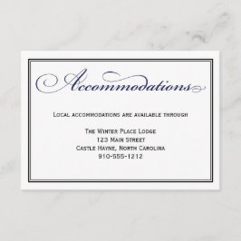 Informações Cartão de Alojamento de Casamento de Script Azul-m