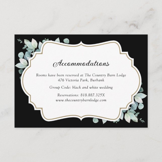 Informações Cartão de Alojamento do Hotel Eucalyptus, em verde (Frente)