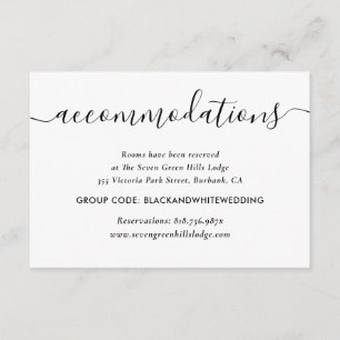 Informações Cartão de Alojamento Elegante de Casamento Negro e