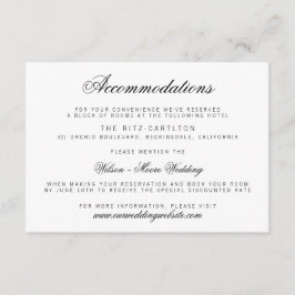 Informações Cartão de Alojamentos de Casamento de Script Cláss