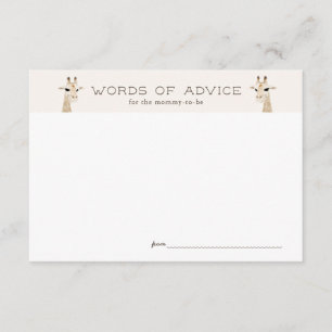 Informações Cartão de Aviso para Beige do Chá de fraldas Giraf