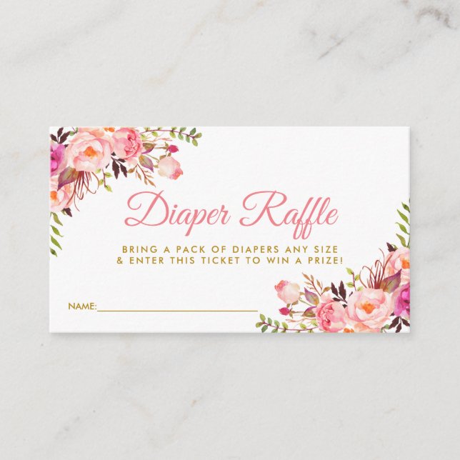 Informações Cartão de Bilhete de Fralda Dourado rosa (Frente)