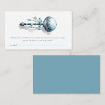 Cartão de Bilhete de Fralda Raffle Blue Baby Rattl