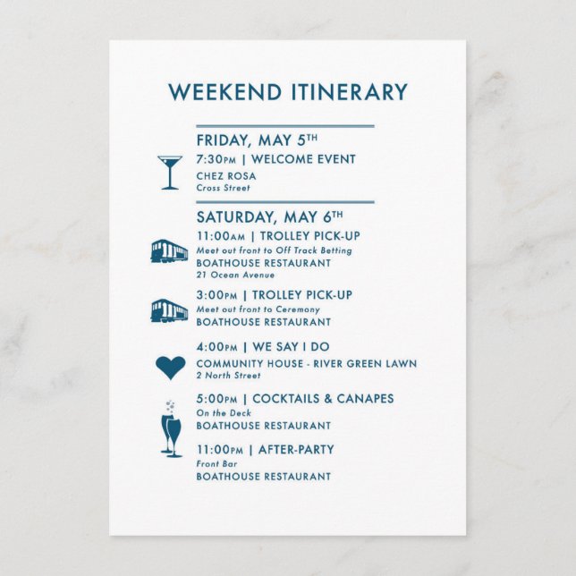 Informações Cartão de Boas-vindas de Casamento de Mapa Persona (Verso)