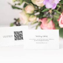 Cartão de Casamento Código QR Branco Preto