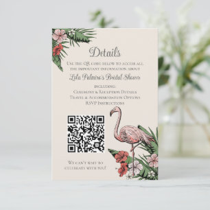 Informações Cartão de Casamento com Código QR de Flamingo Trop
