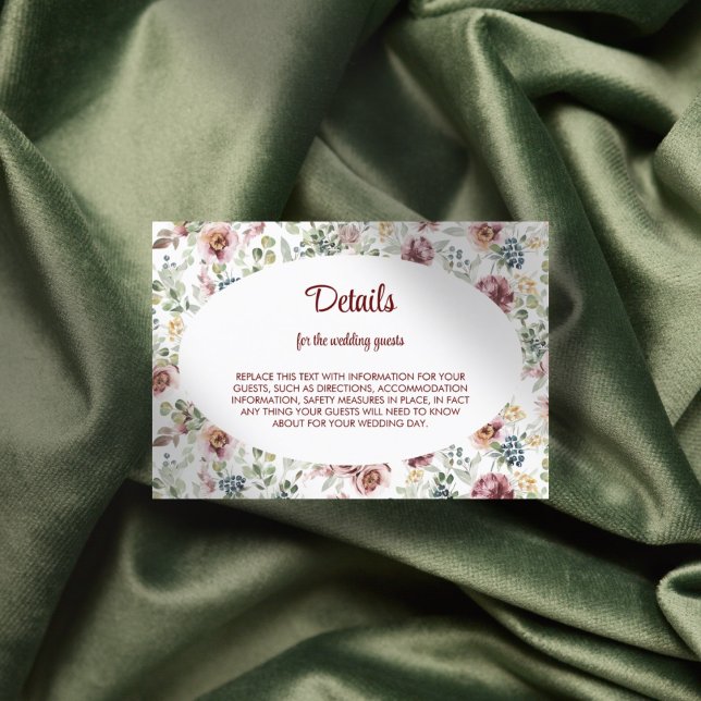 Informações Cartão de Casamento de Flores Pastosas Românticas (Criador carregado)