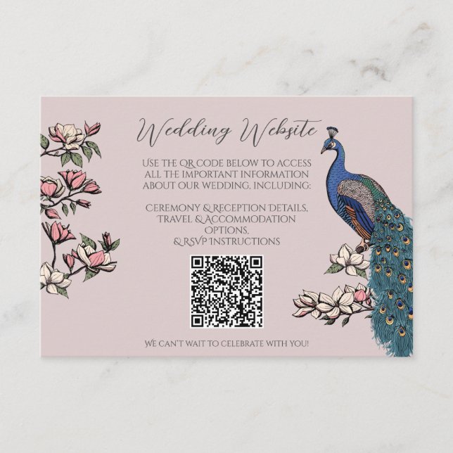 Informações Cartão de Casamento Desenhado à Mão com QR Code e  (Frente)